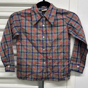 Vintage Plaid Boys Collared Shirt